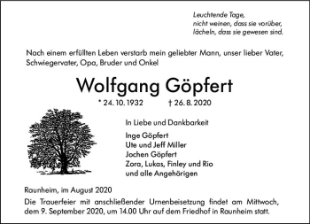 Traueranzeige von Wolfgang Göpfert von vrm-trauer