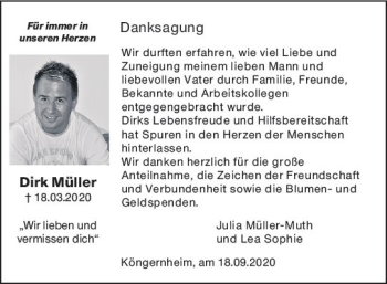 Traueranzeige von Dirk Müller von vrm-trauer