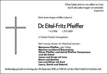 Traueranzeige von Eitel-Fritz Pfeiffer von vrm-trauer