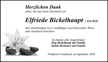 Traueranzeige von Elfriede Bickelhaupt von vrm-trauer