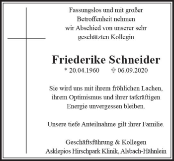 Traueranzeige von Friederike Schneider von vrm-trauer