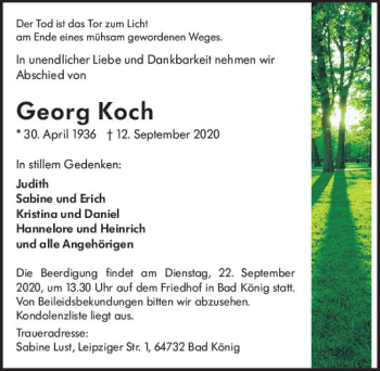 Traueranzeige von Georg Koch von vrm-trauer