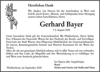 Traueranzeige von Gerhard Bayer von vrm-trauer