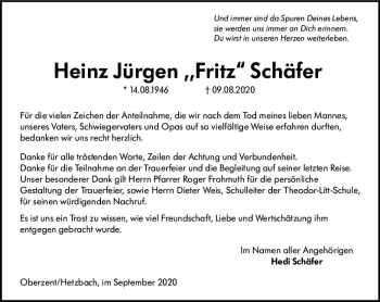 Traueranzeige von Heinz Jürgen Schäfer von vrm-trauer