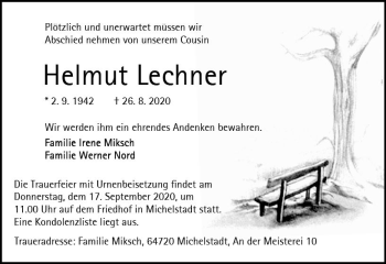 Traueranzeige von Helmut Lechner von vrm-trauer