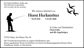 Traueranzeige von Horst Herkströter von vrm-trauer