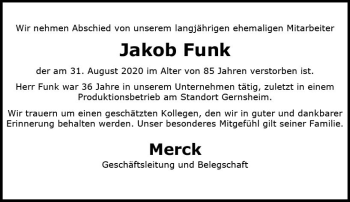 Traueranzeige von Jakob Funk von vrm-trauer