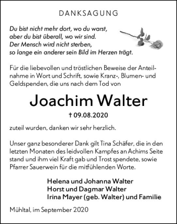 Traueranzeige von Joachim Walter von vrm-trauer