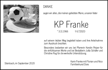 Traueranzeige von KP Franke von vrm-trauer
