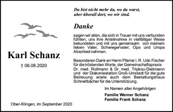 Traueranzeige von Karl Schanz von vrm-trauer
