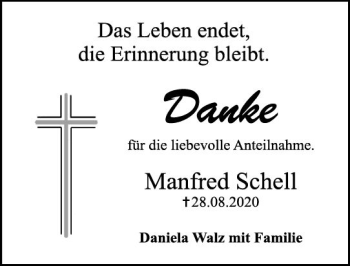 Traueranzeige von Manfred Schell von vrm-trauer