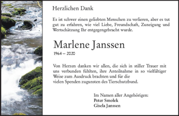 Traueranzeige von Marlene Janssen von vrm-trauer