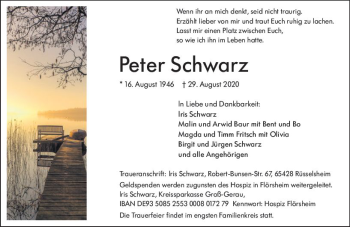 Traueranzeige von Peter Schwarz von vrm-trauer
