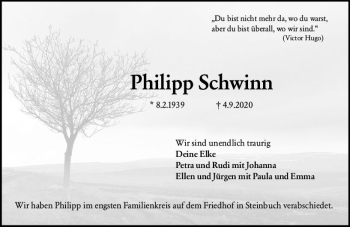 Traueranzeige von Philipp Schwinn von vrm-trauer