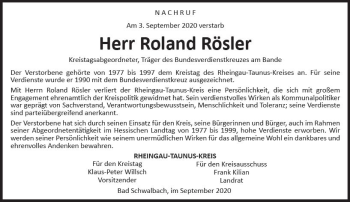 Traueranzeige von Roland Rösler von vrm-trauer