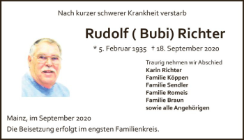 Traueranzeige von Rudolf Richter von vrm-trauer