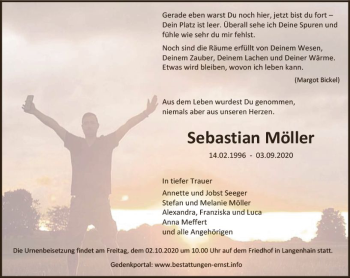 Traueranzeige von Sebastian Möller von vrm-trauer