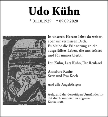 Traueranzeige von Udo Kühn von vrm-trauer