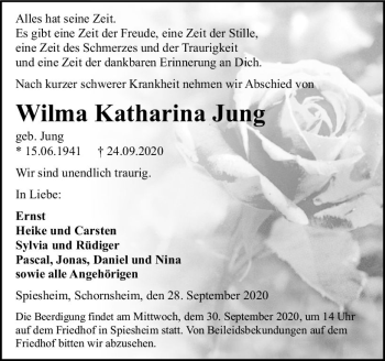 Traueranzeige von Wilma Katharina Jung von vrm-trauer