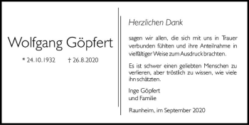 Traueranzeige von Wolfgang Göpfert von vrm-trauer