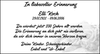 Traueranzeige von Elli Koch von vrm-trauer