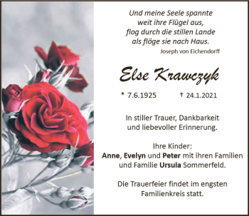 Traueranzeige von Else Krawczyk von vrm-trauer