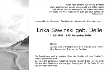 Traueranzeige von Erika Sawinski von vrm-trauer