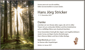 Traueranzeige von Hans Jörg Stricker von vrm-trauer