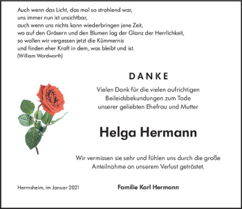 Traueranzeige von Helga Hermann von vrm-trauer