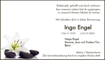Traueranzeige von Ingo Engel von vrm-trauer