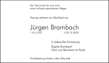 Traueranzeige von Jürgen Brombach von vrm-trauer