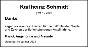Traueranzeige von Karlheinz Schmidt von vrm-trauer