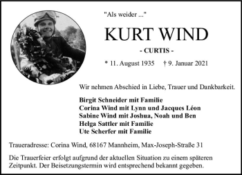 Traueranzeige von Kurt Wind von vrm-trauer