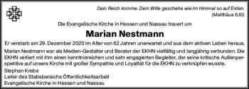 Traueranzeige von Marian Nestmann von vrm-trauer