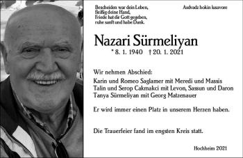 Traueranzeige von Nazari Sürmeliyan von vrm-trauer