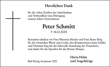 Traueranzeige von Peter Schmitt von vrm-trauer