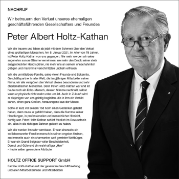 Traueranzeige von Peter Albert Holtz-Kathan von vrm-trauer