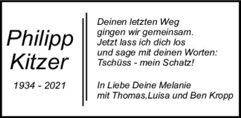 Traueranzeige von Philipp Kitzer von vrm-trauer