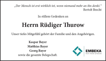 Traueranzeige von Rüdiger Thurow von vrm-trauer