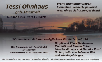 Traueranzeige von Tessi Ohnhaus von vrm-trauer