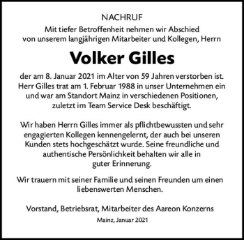 Traueranzeige von Volker Gilles von vrm-trauer