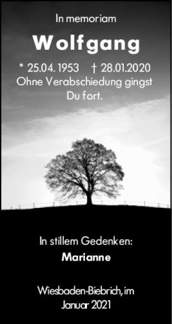 Traueranzeige von Wolfgang  von vrm-trauer