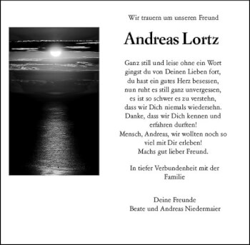 Traueranzeige von Andreas Lortz von vrm-trauer
