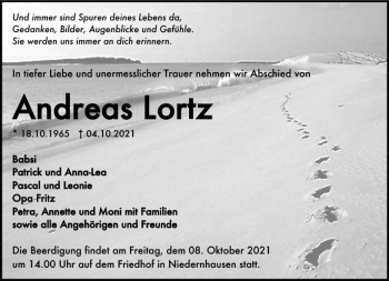 Traueranzeige von Andreas Lortz von vrm-trauer