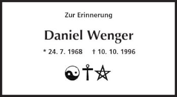 Traueranzeige von Daniel Wenger von vrm-trauer