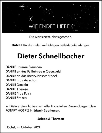 Traueranzeige von Dieter Schnellbacher von vrm-trauer