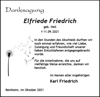 Traueranzeige von Elfriede Friedrich von vrm-trauer