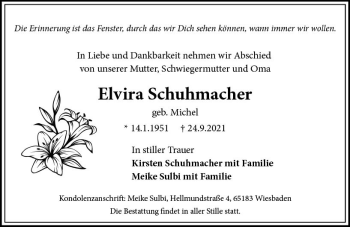 Traueranzeige von Elvira Schuhmacher von vrm-trauer