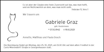 Traueranzeige von Gabriele Graz von vrm-trauer