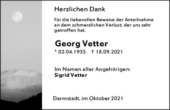 Traueranzeige von Georg Vetter von vrm-trauer